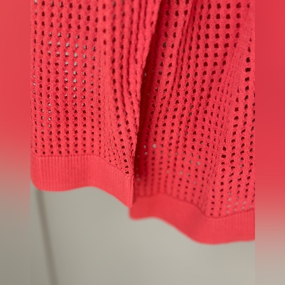 EUC Chico's Open Knit Button-Up Cardi & Tank Top SZ 2 (L/12) Coral/Burnt Orange - Picture 7 of 16